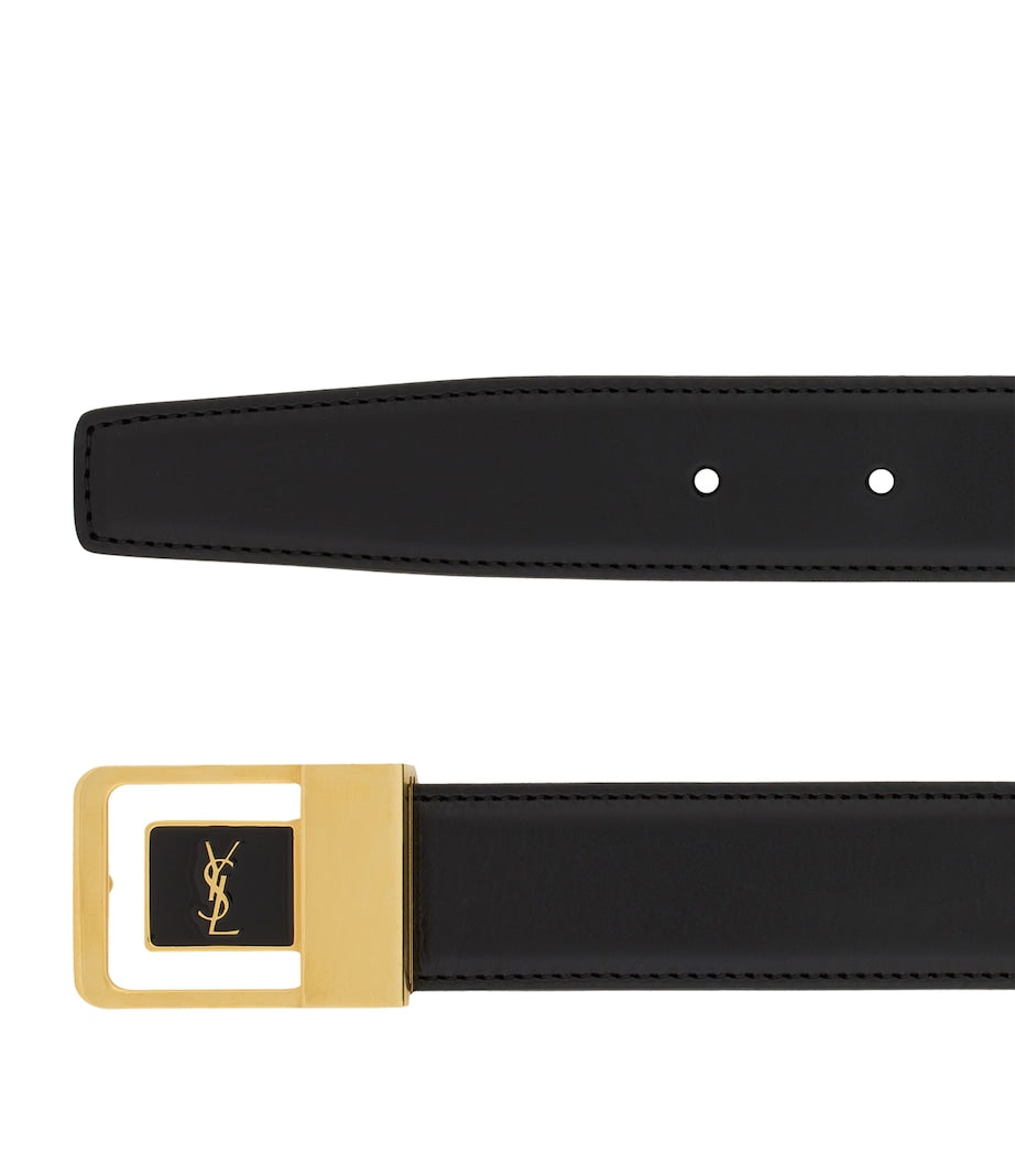 Black Leather Logo Belt