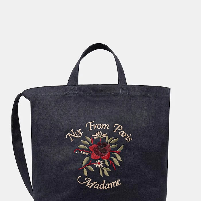 Drôle de Monsieur Pamuklu Çanta Sac Tote Slogan Pembe