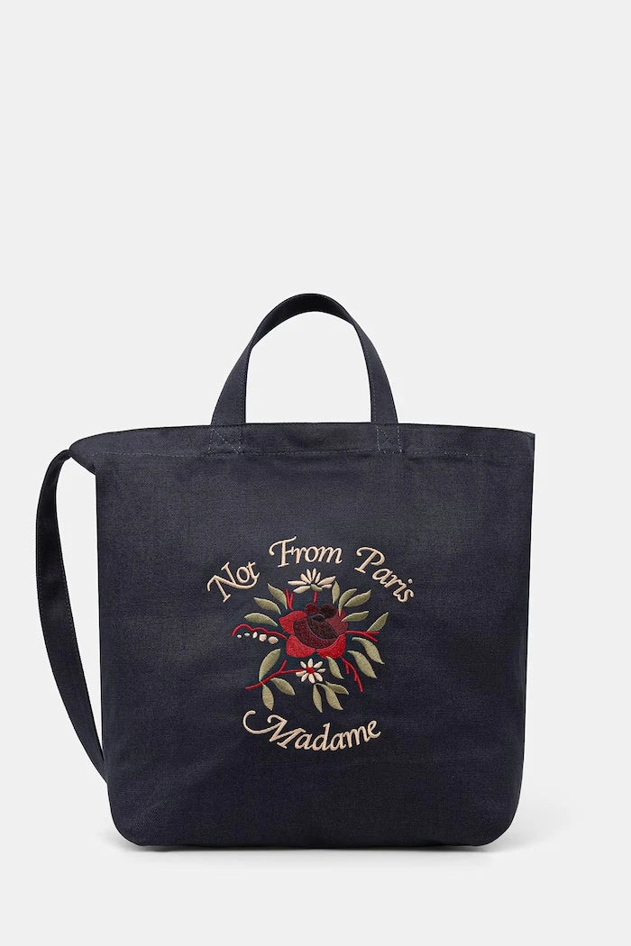 Drôle de Monsieur Pamuklu Çanta Sac Tote Slogan Pembe