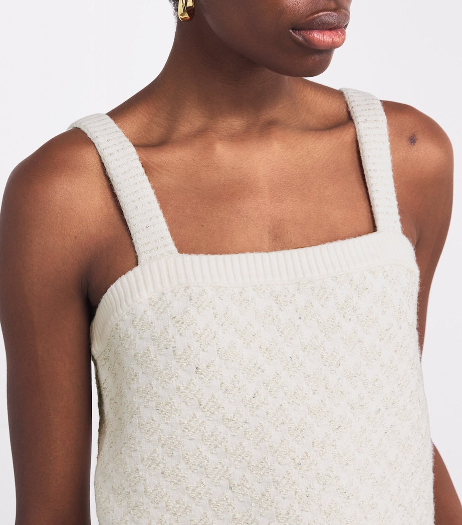 Tweed-Effect Crop Top ECRU