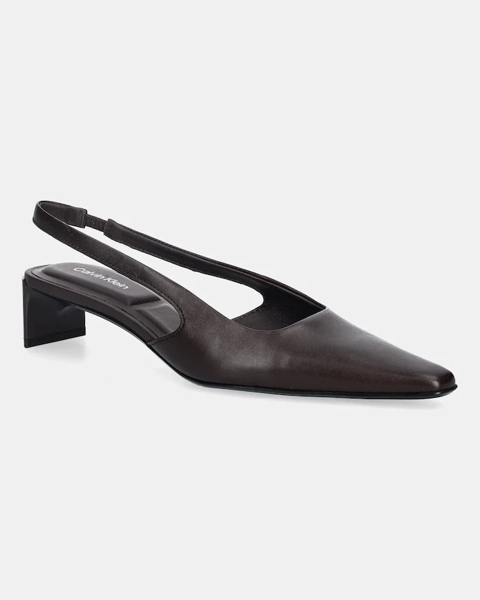 Calvin Klein SET BACK HEEL PUMP SLINGBACK LTH Deri Kalın Topuklu Ayakkabı