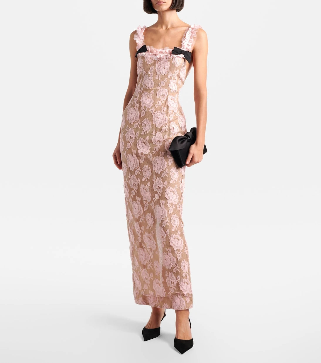 Alessandra Rich - Ruffled cotton-blend lace maxi dress