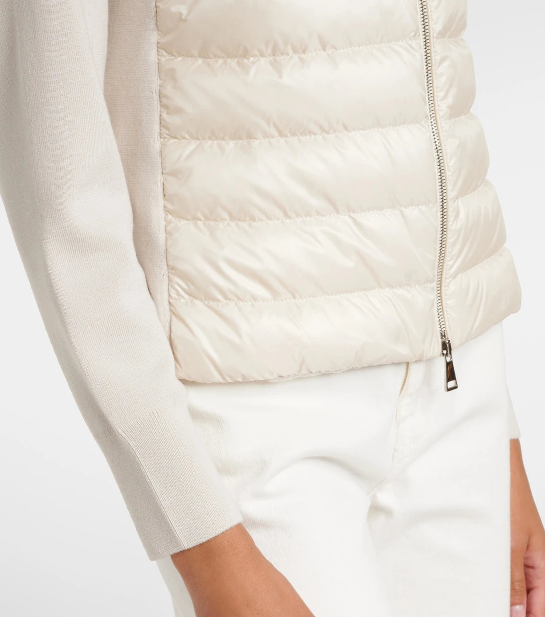 Moncler - Kuş tüyü panelli saf yün hırka