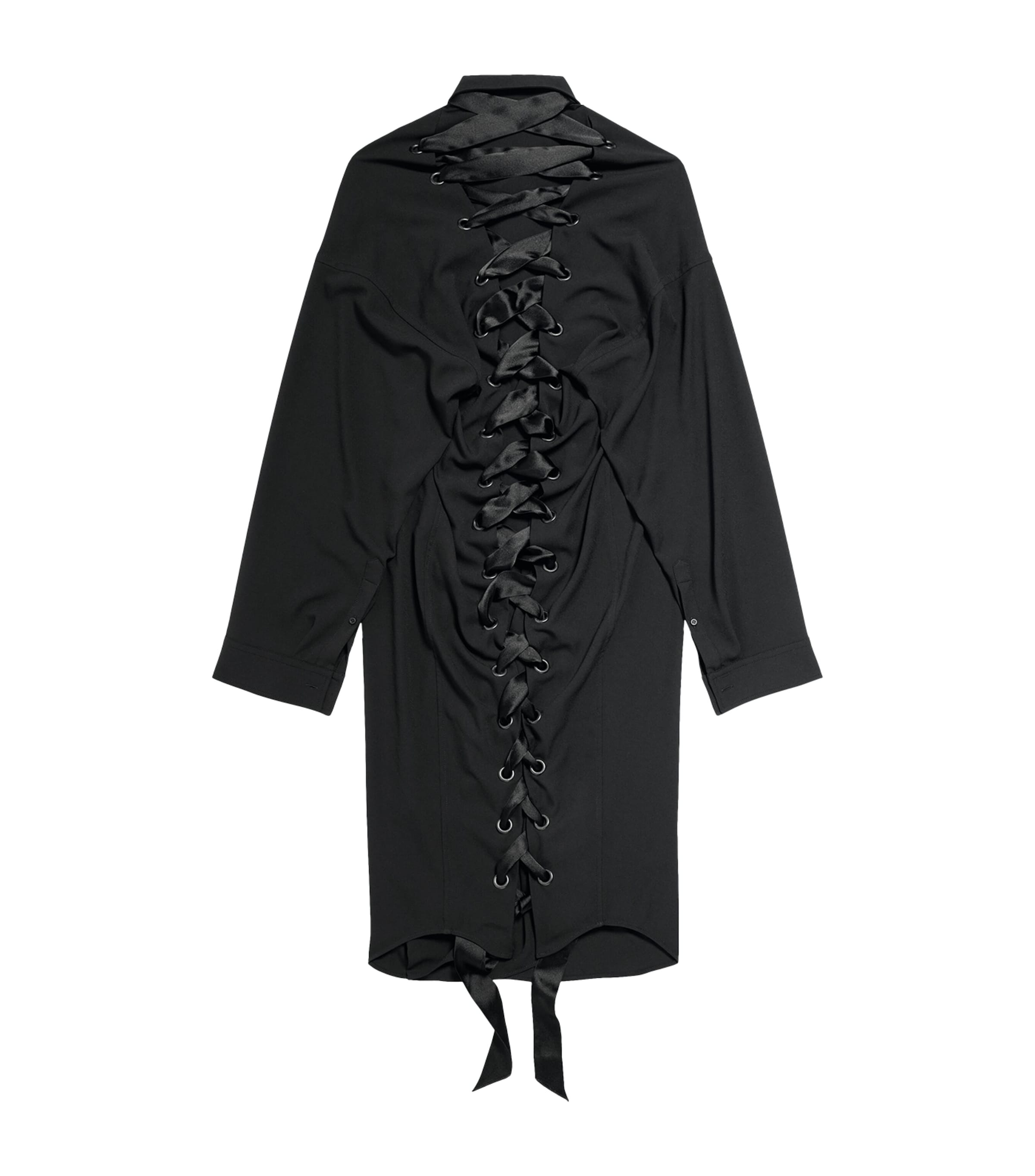 Balenciaga Black Lace-Up Shirt Dress