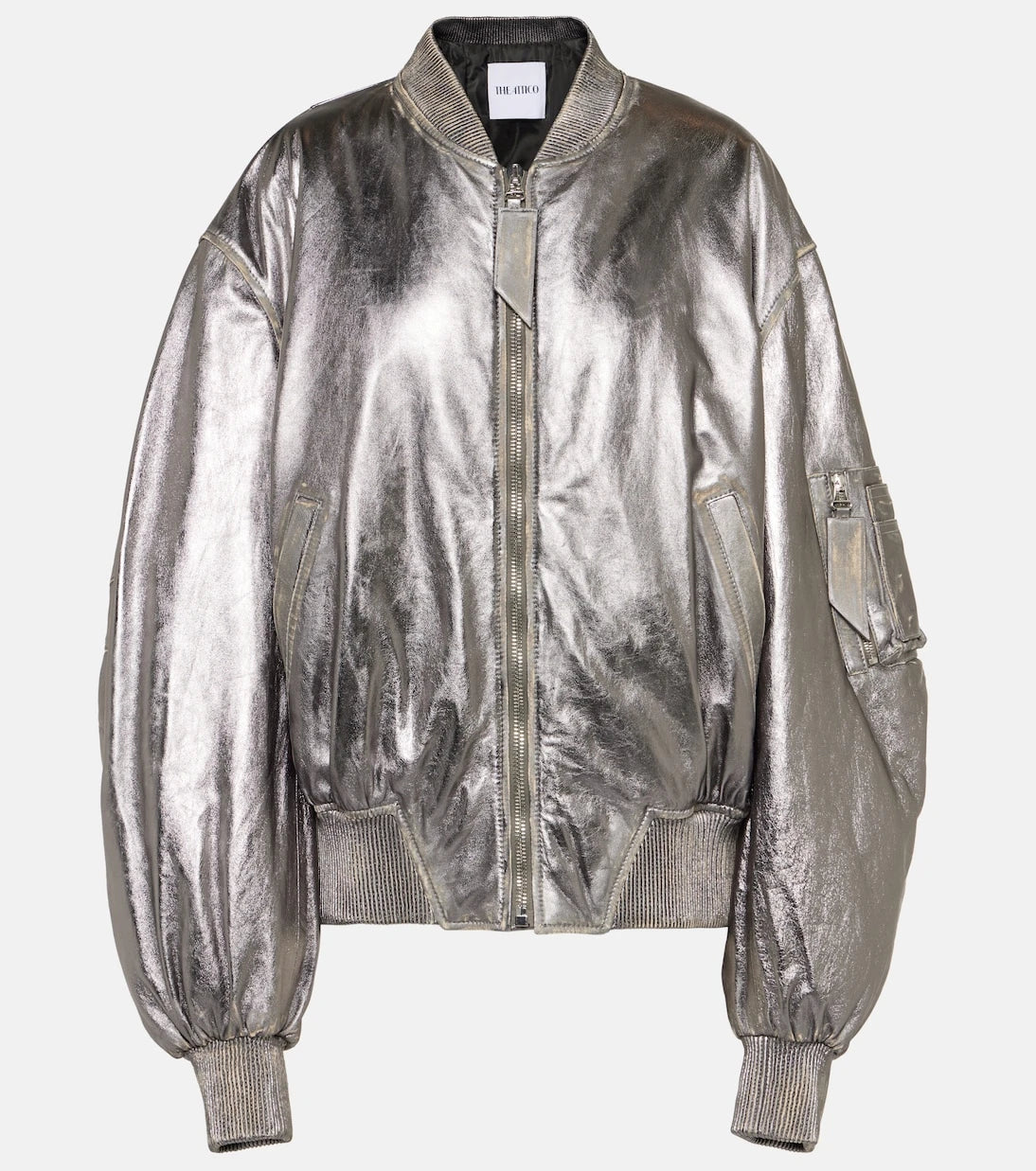 The Attico - Metallic leather bomber jacket