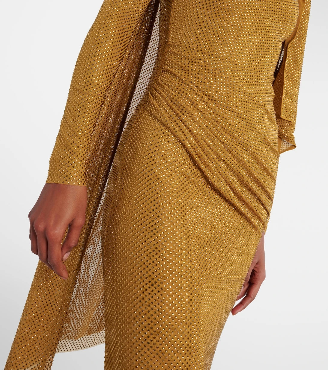 Self-Portrait - Draped embellished mesh gown