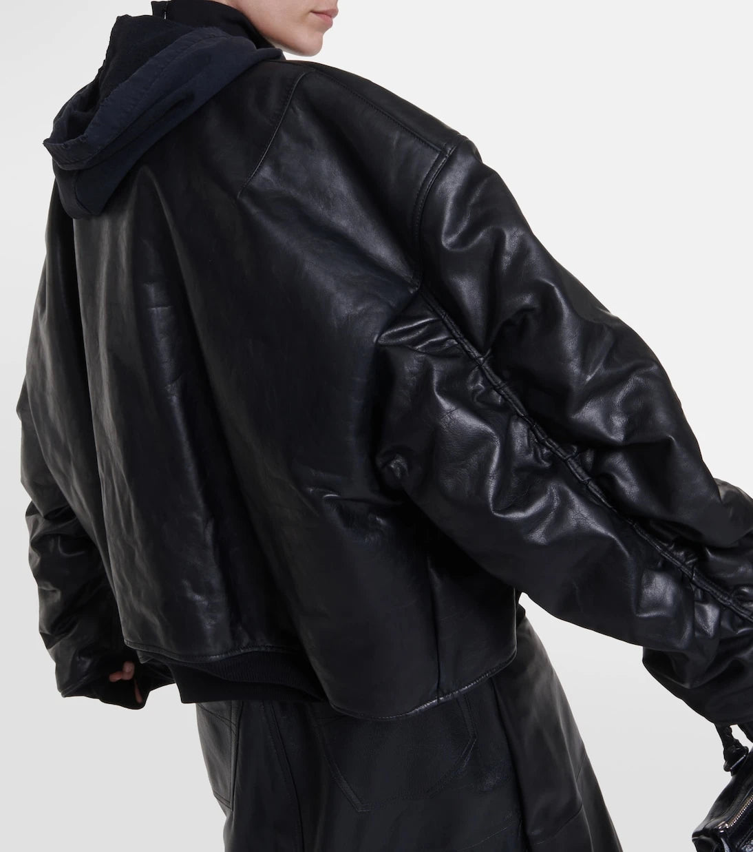 Balenciaga - Oversized leather bomber jacket