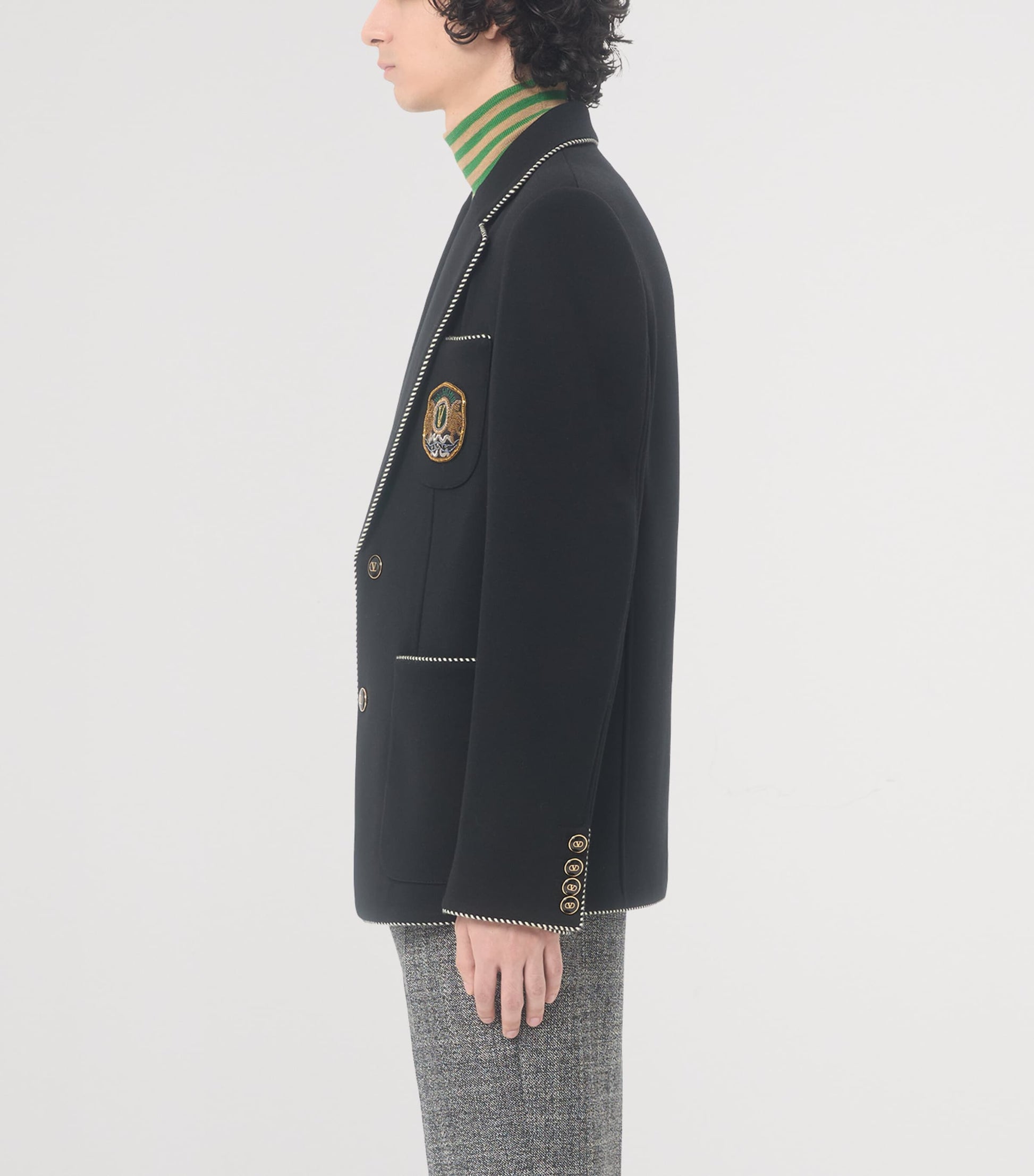 Valentino Garavani Black Virgin Wool Crest Blazer