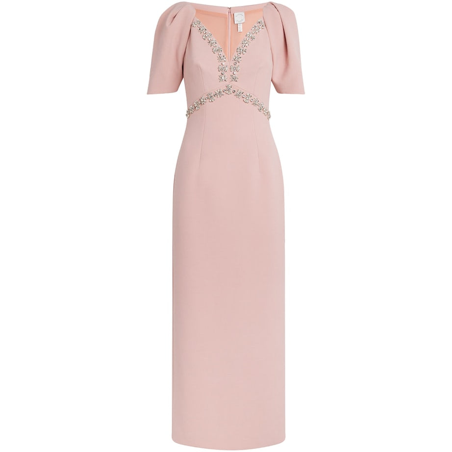 Huishan Zhang Pink Embellished Myrna Maxi Dress
