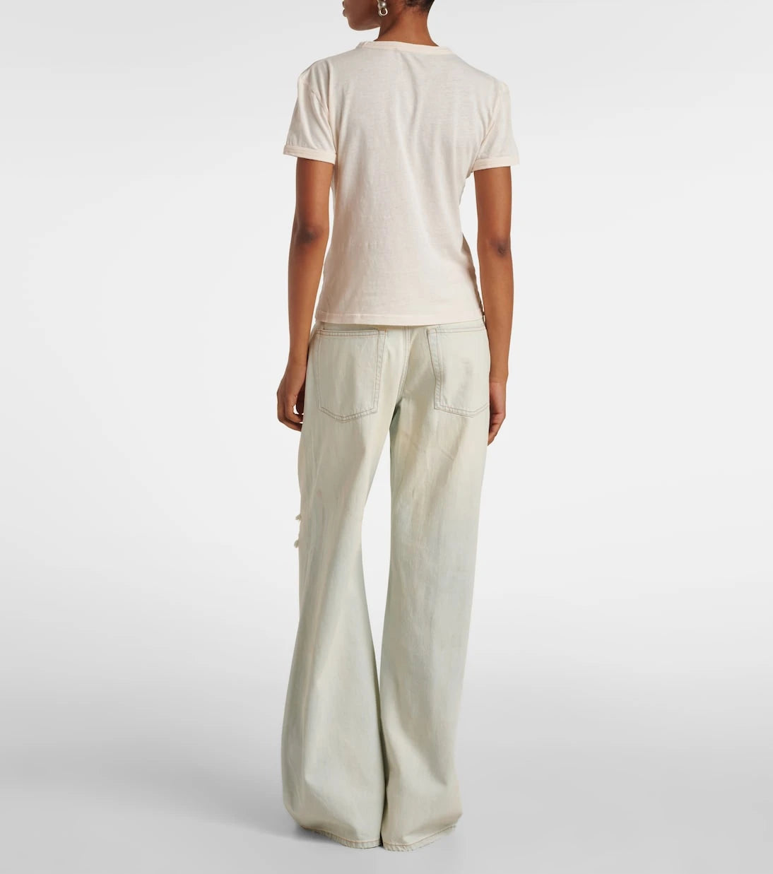 Acne Studios - تي شيرت جيرسيه قطني بشعار