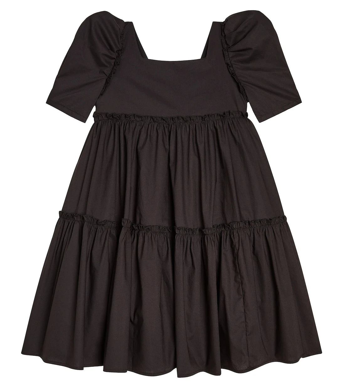 Monnalisa - Ruffled puff-sleeve cotton dress