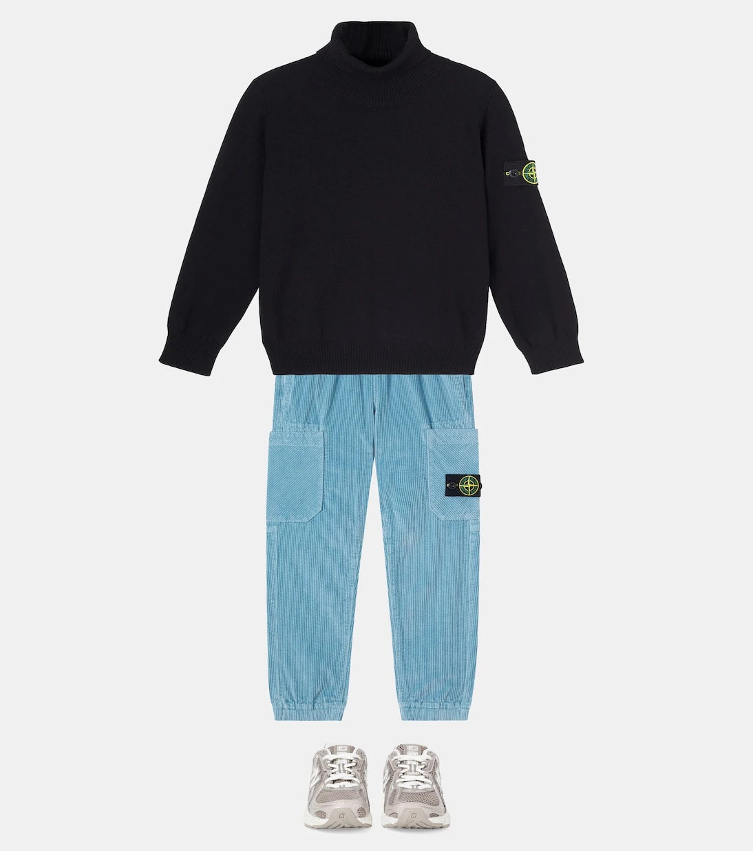 Stone Island Junior - كنزة صوف تورتلنيك بشعار البوصلة