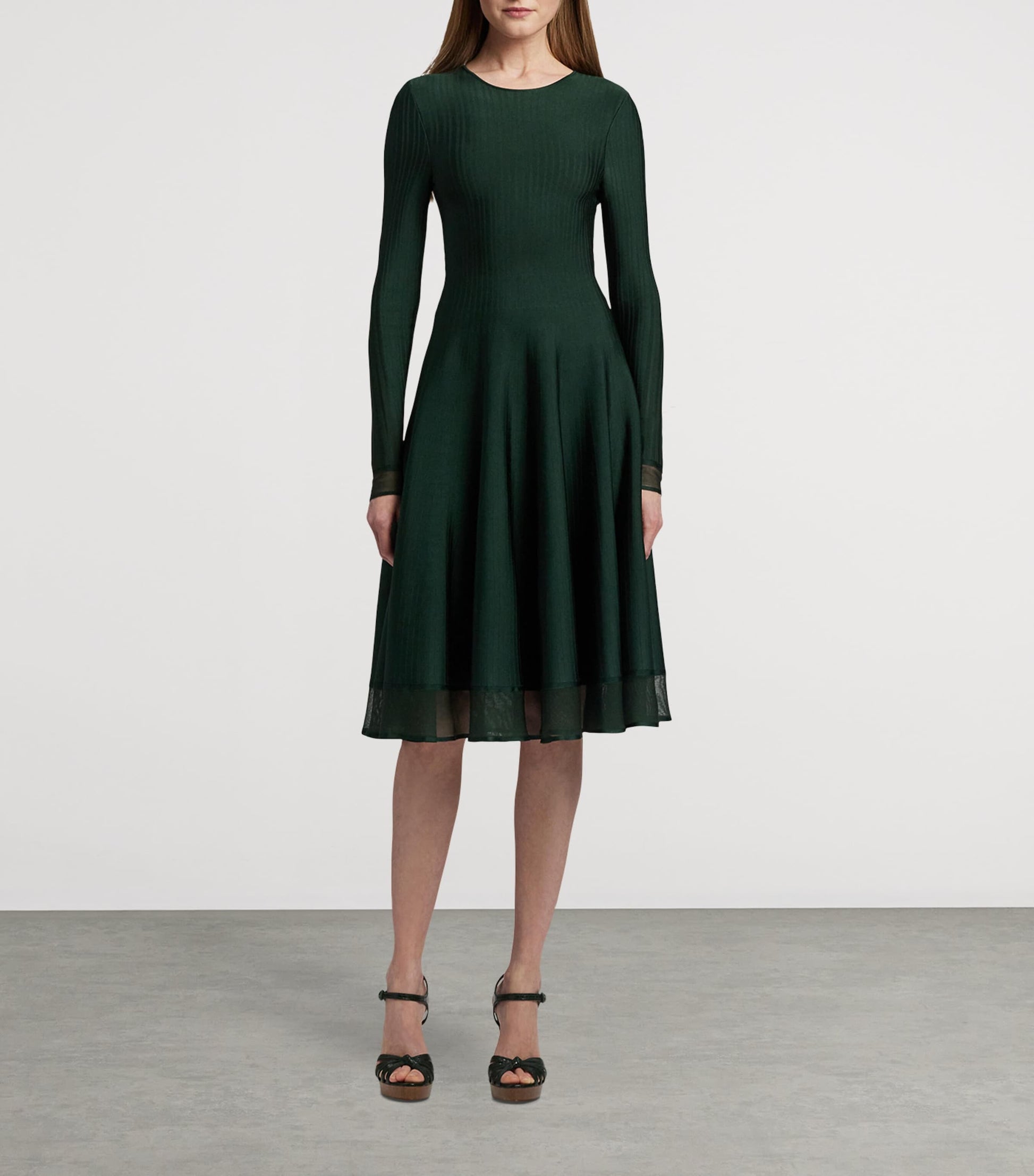 Ralph Lauren Collection Green Sheer Edge Midi Dress