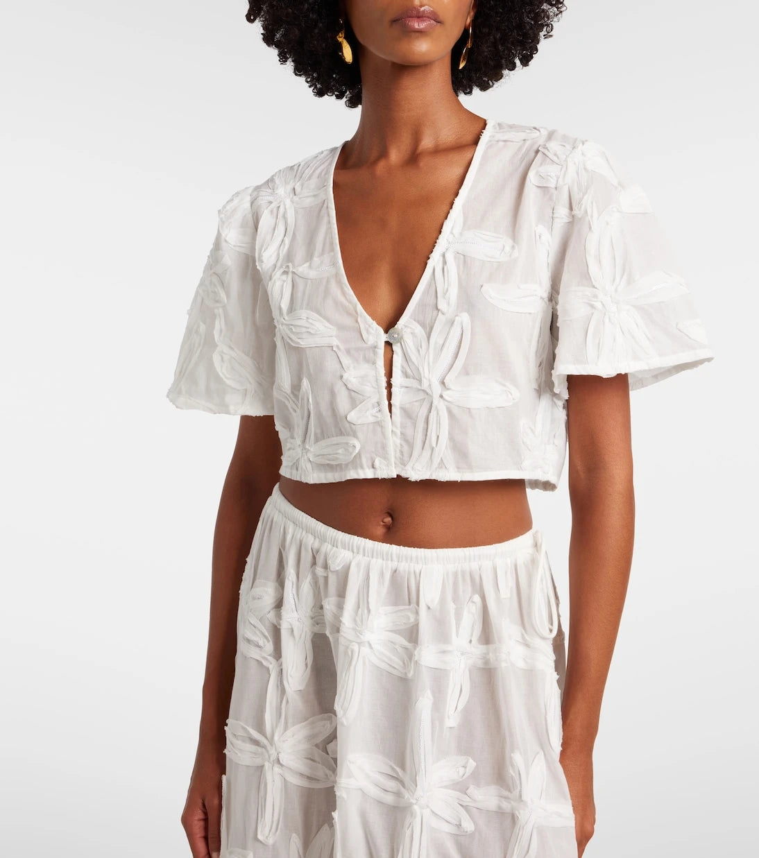 Farm Rio - Coast Shell cotton crop top