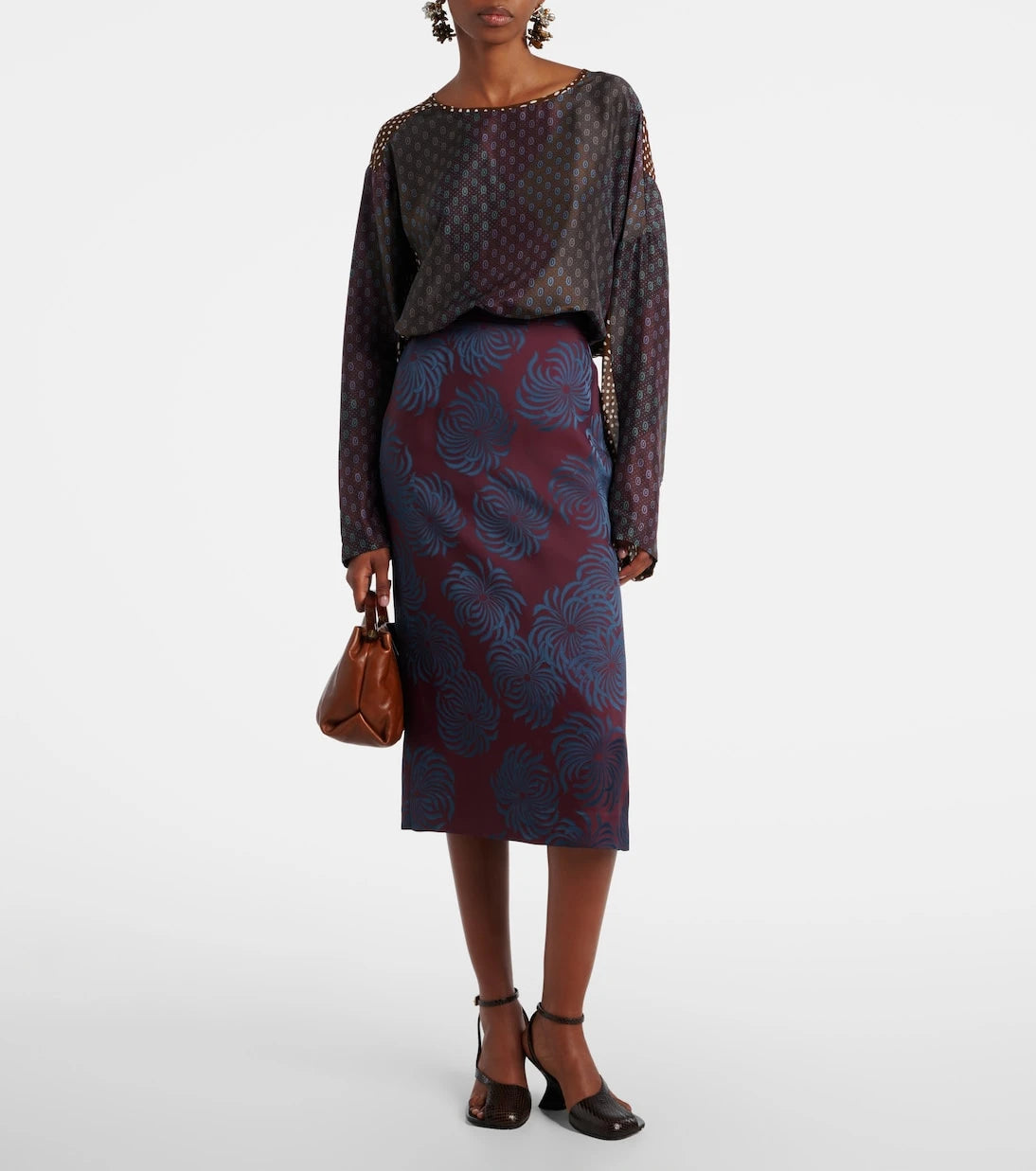Dries Van Noten - تنورة ميدي مطبوعة
