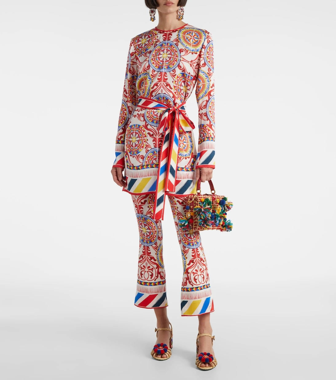 Dolce&Gabbana - Belted printed silk top