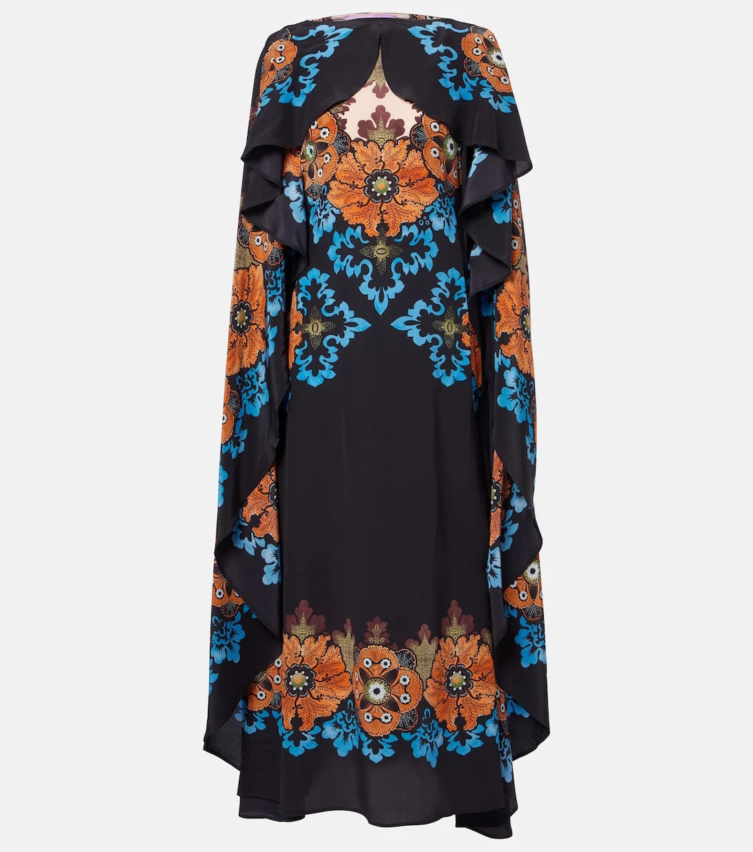 La DoubleJ - Magic caped floral silk midi dress