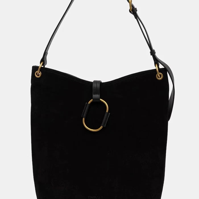Twinset süet kadın hobo çanta
