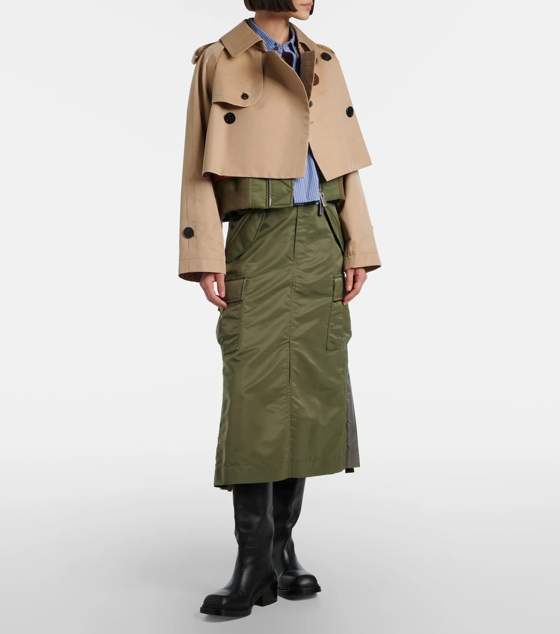 Sacai - جاكيت بومبر مبطن من مزيج القطن