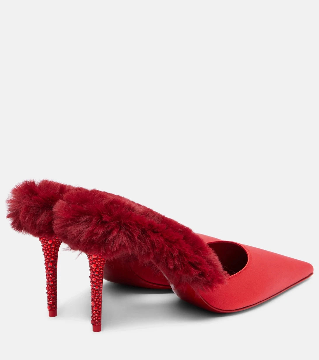 Christian Louboutin - Km Fur 85 crêpe satin mules