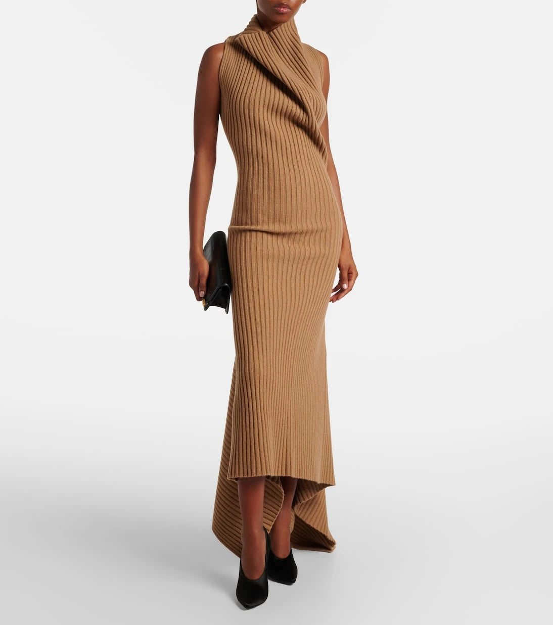 Victoria Beckham - Draped ribbed-knit wool-blend maxi dress