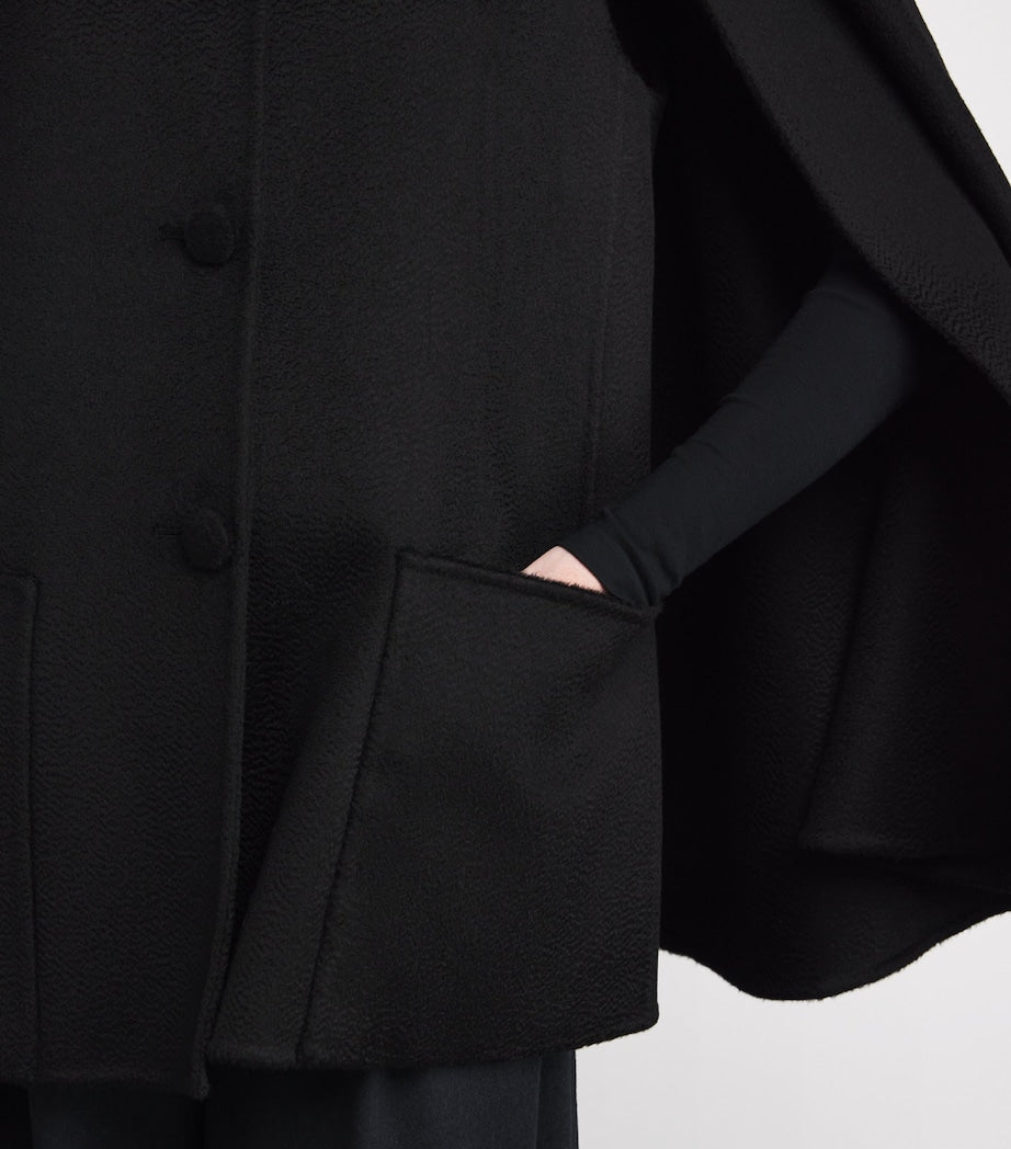 Black Double Cashmere Cape Coat