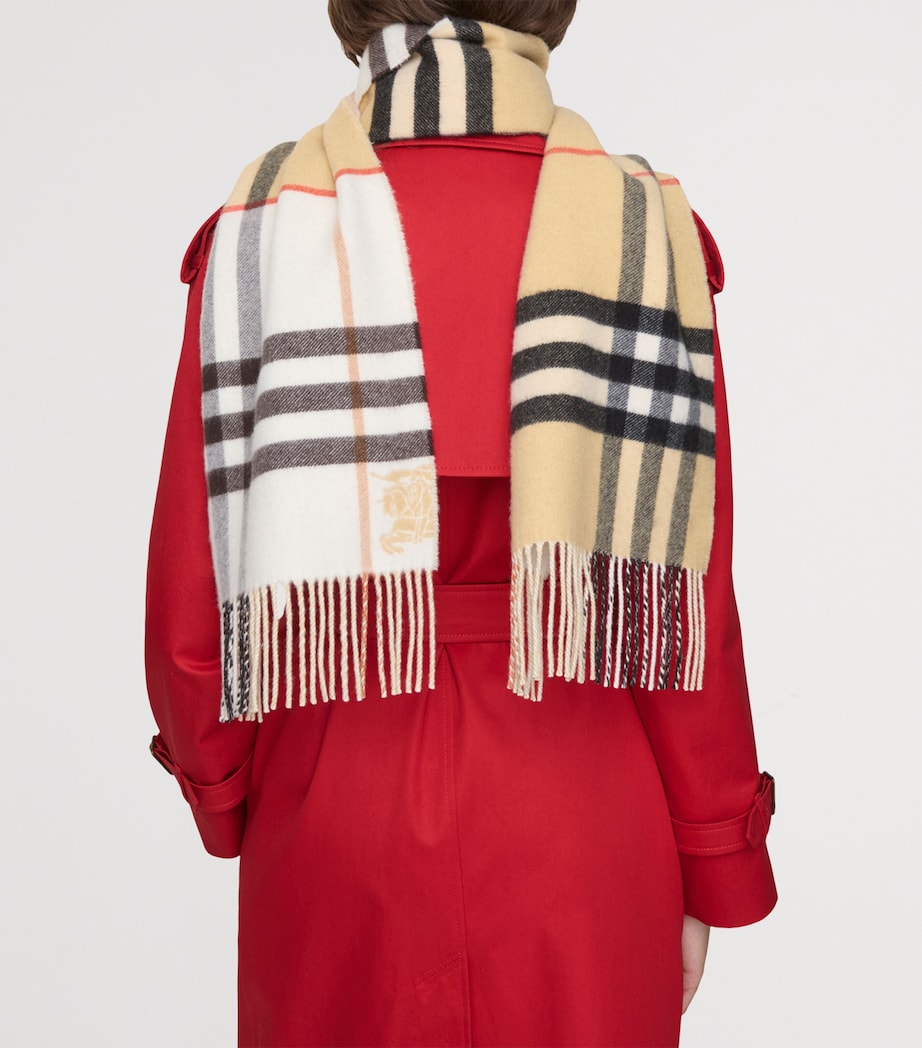 White Cashmere Contrast Check Scarf