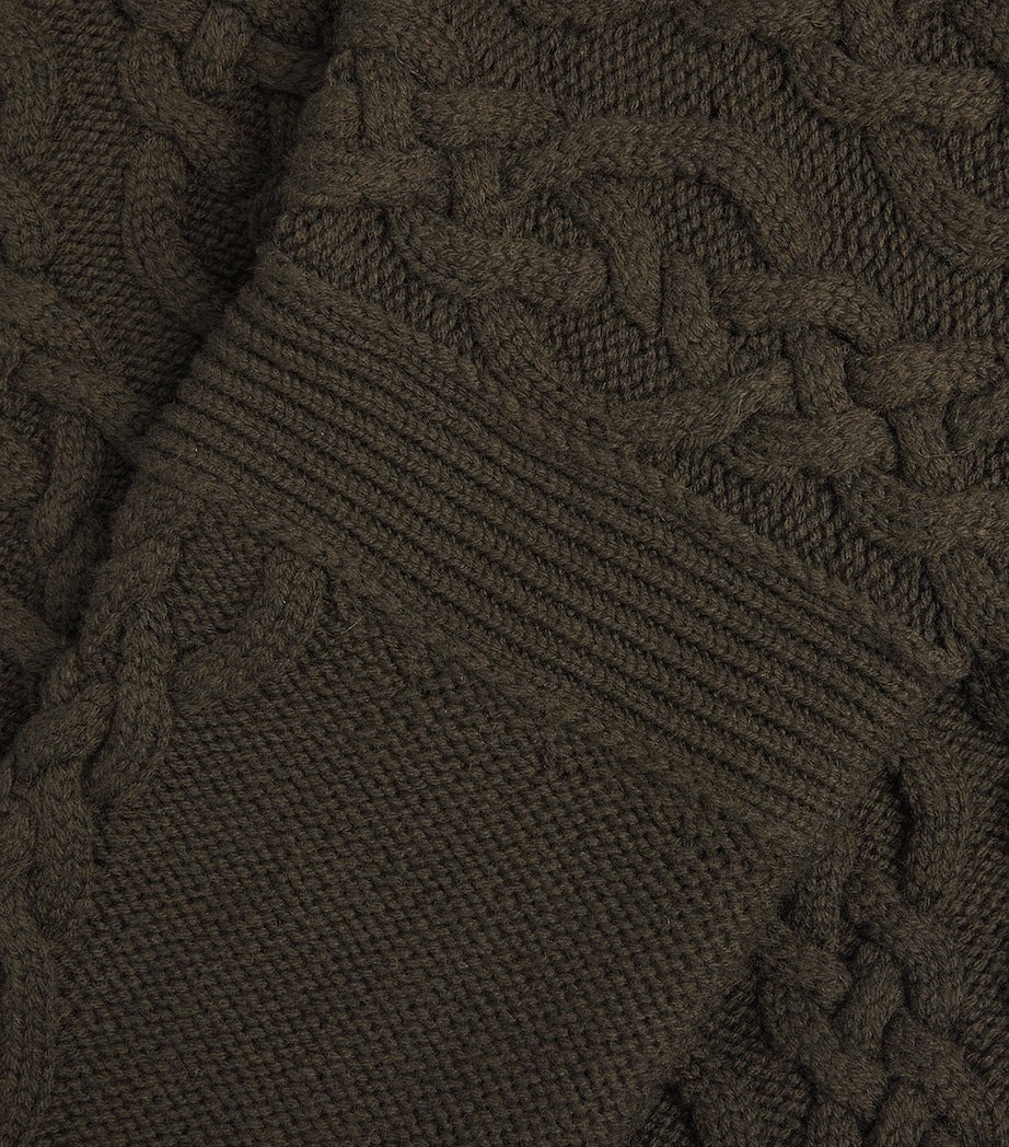 Max Mara Wool-Cashmere Cable-Knit Mini Dress MOSS GREEN