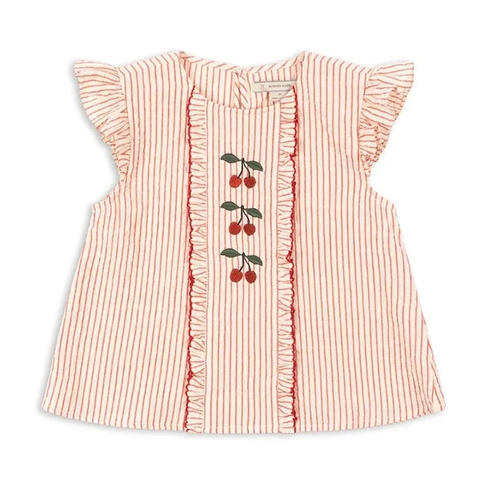 Konges Sløjd kız çocuk pamuklu fırfırlı bluz ELLIE FRILL TOP GOTS