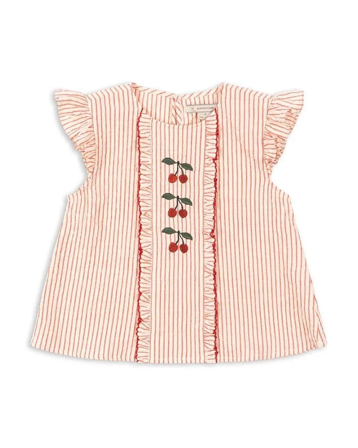 Konges Sløjd kız çocuk pamuklu fırfırlı bluz ELLIE FRILL TOP GOTS