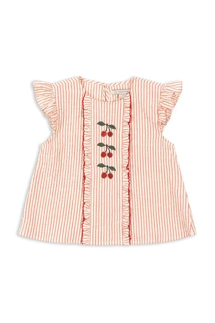 Konges Sløjd kız çocuk pamuklu fırfırlı bluz ELLIE FRILL TOP GOTS