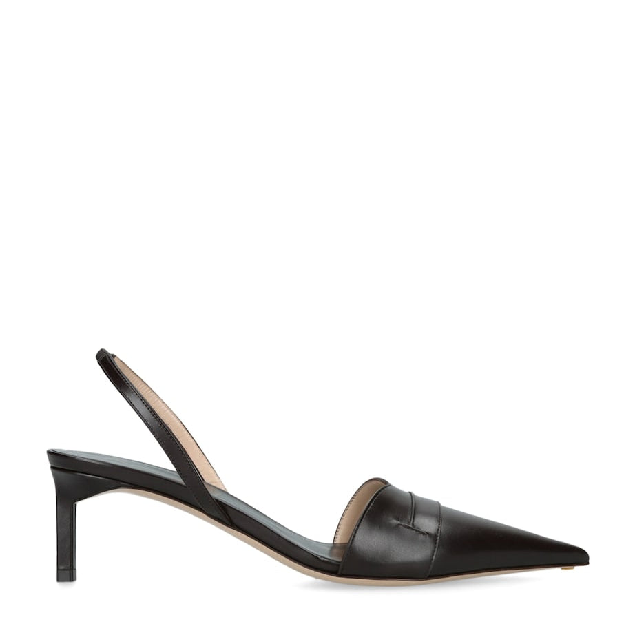 Brown Leather Eva Slingback Pumps 55