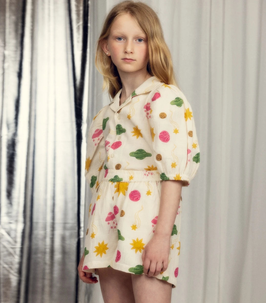 Mini Rodini - Space printed cotton muslin dress