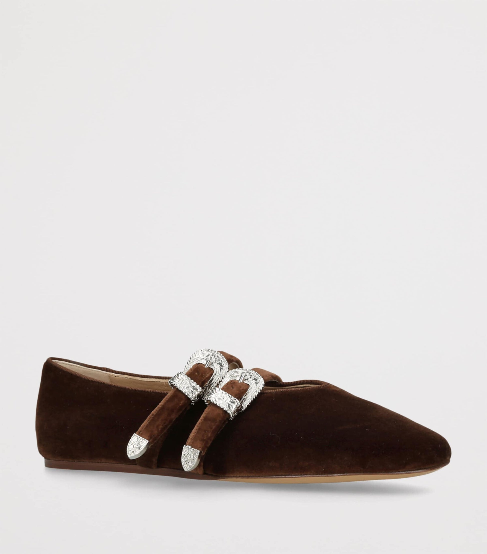 Le Monde Beryl Brown Velvet Claudia Ballet Flats