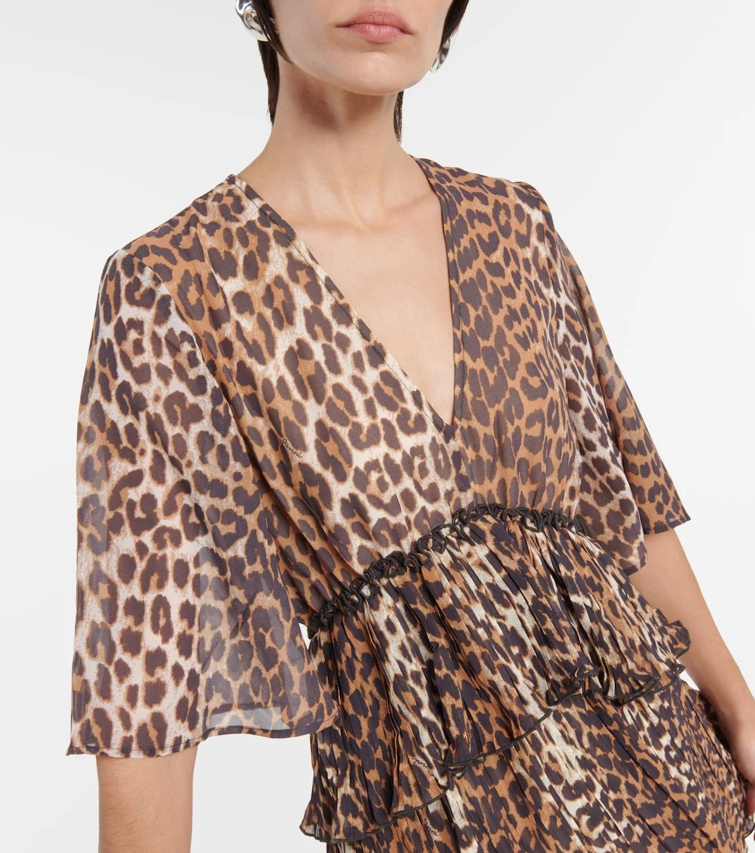 Ganni - Leopard-print georgette minidress