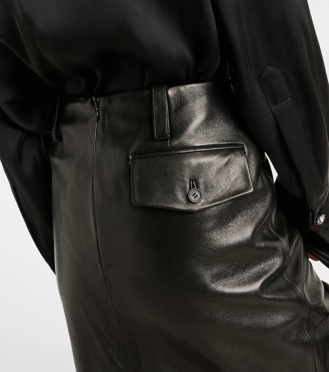 Magda Butrym - Crochet-trimmed leather midi skirt