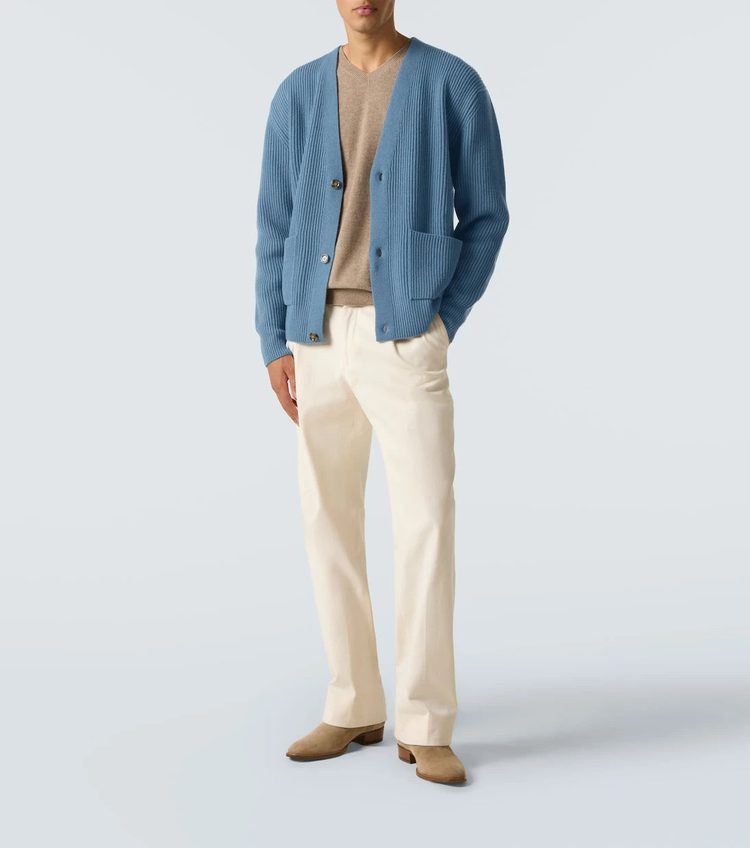 Lardini - Ribbed-knit wool and cashmere cardigan