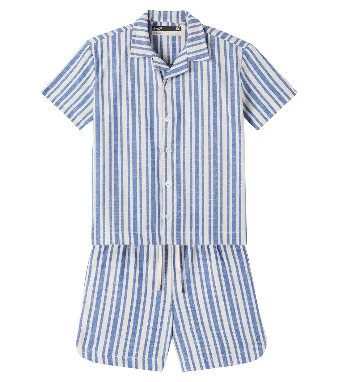 Fábula - Striped cotton bowling shirt and shorts set