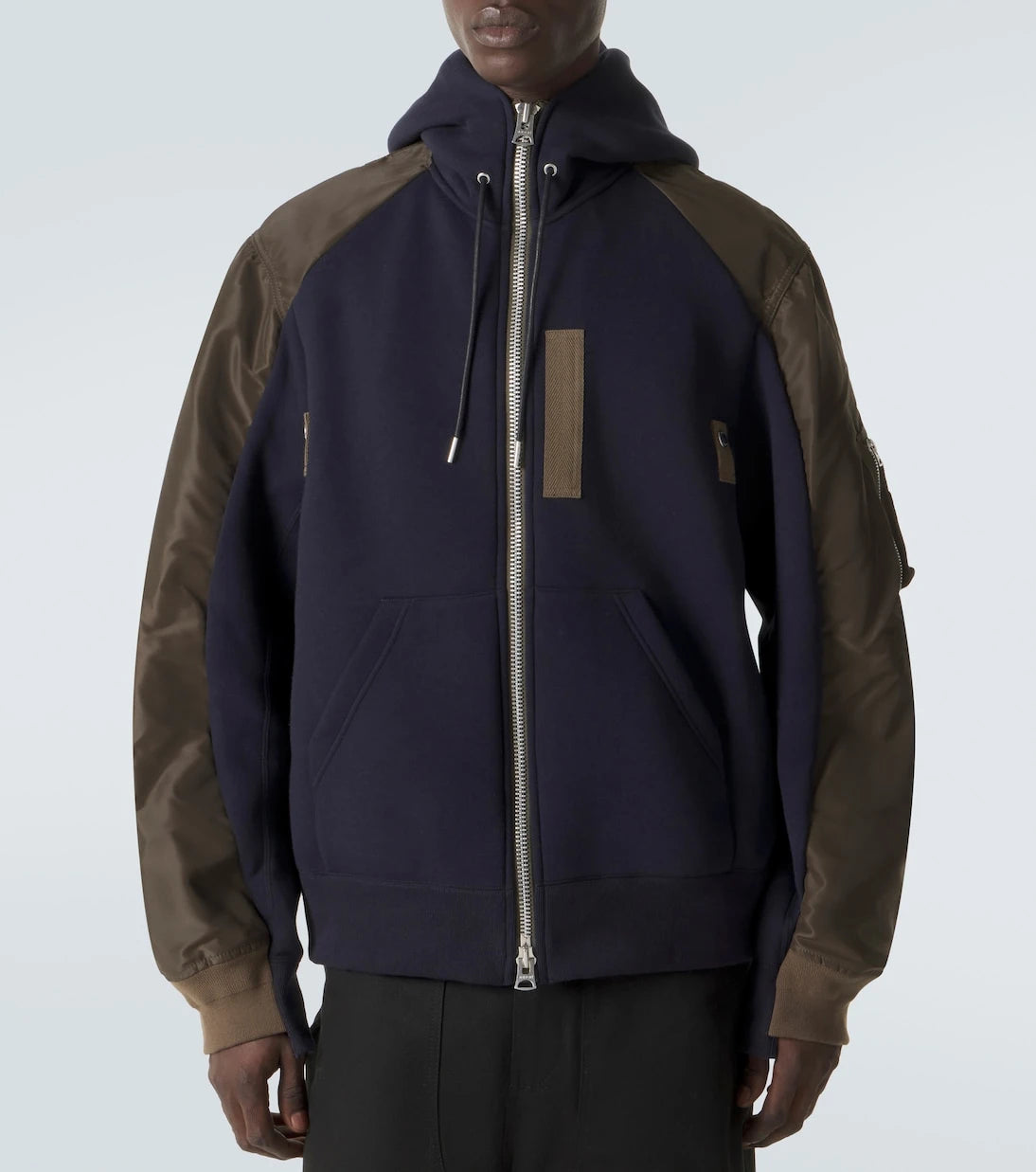Sacai - Cotton-blend and twill hoodie