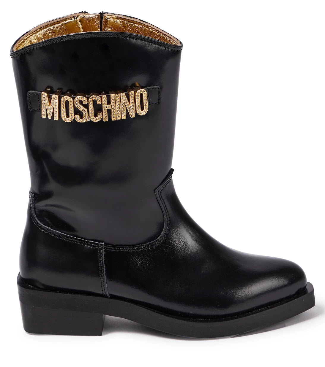Moschino Kids - Logo patent leather cowboy boots