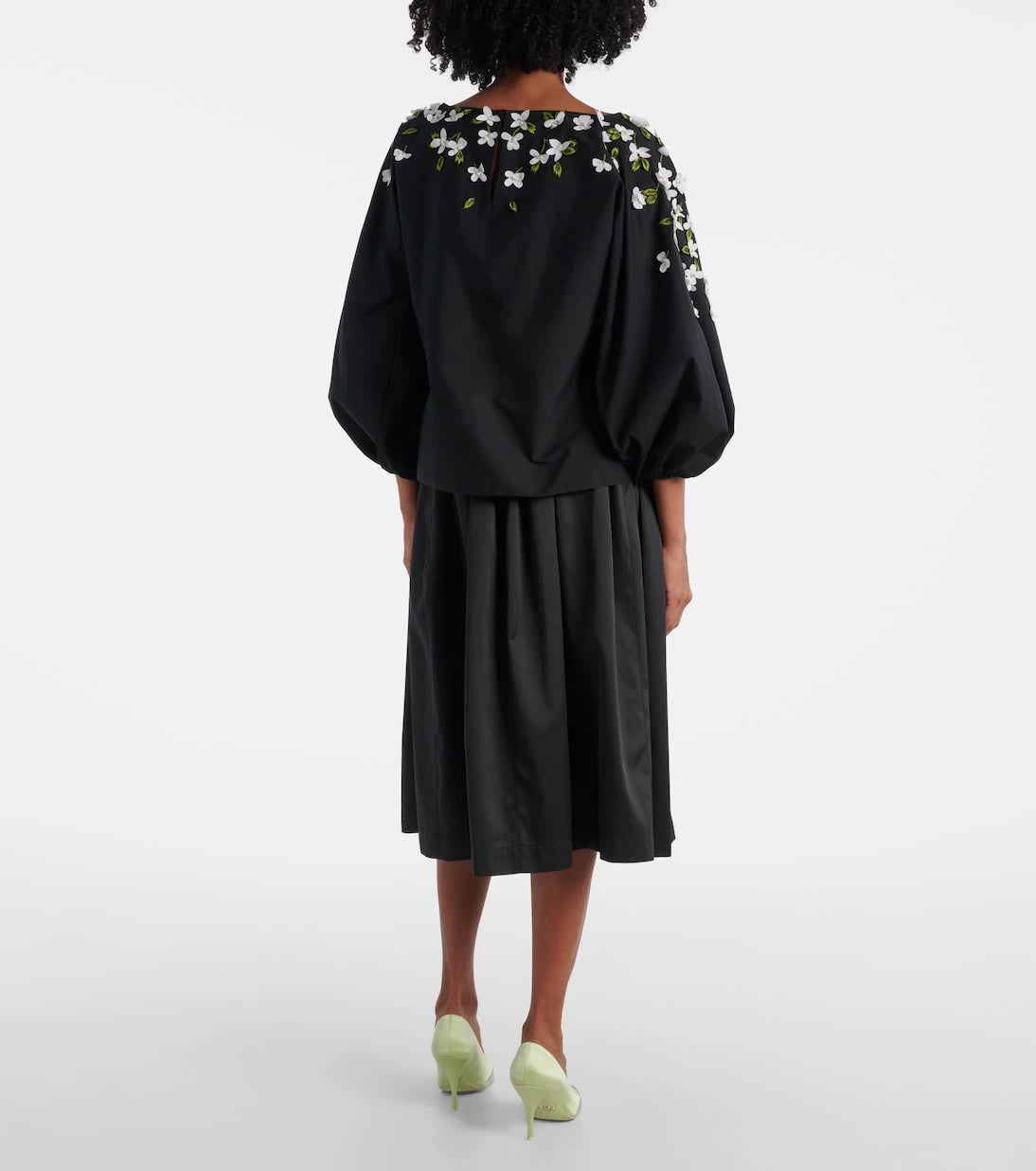 Carolina Herrera - Floral-appliqué cotton-blend top