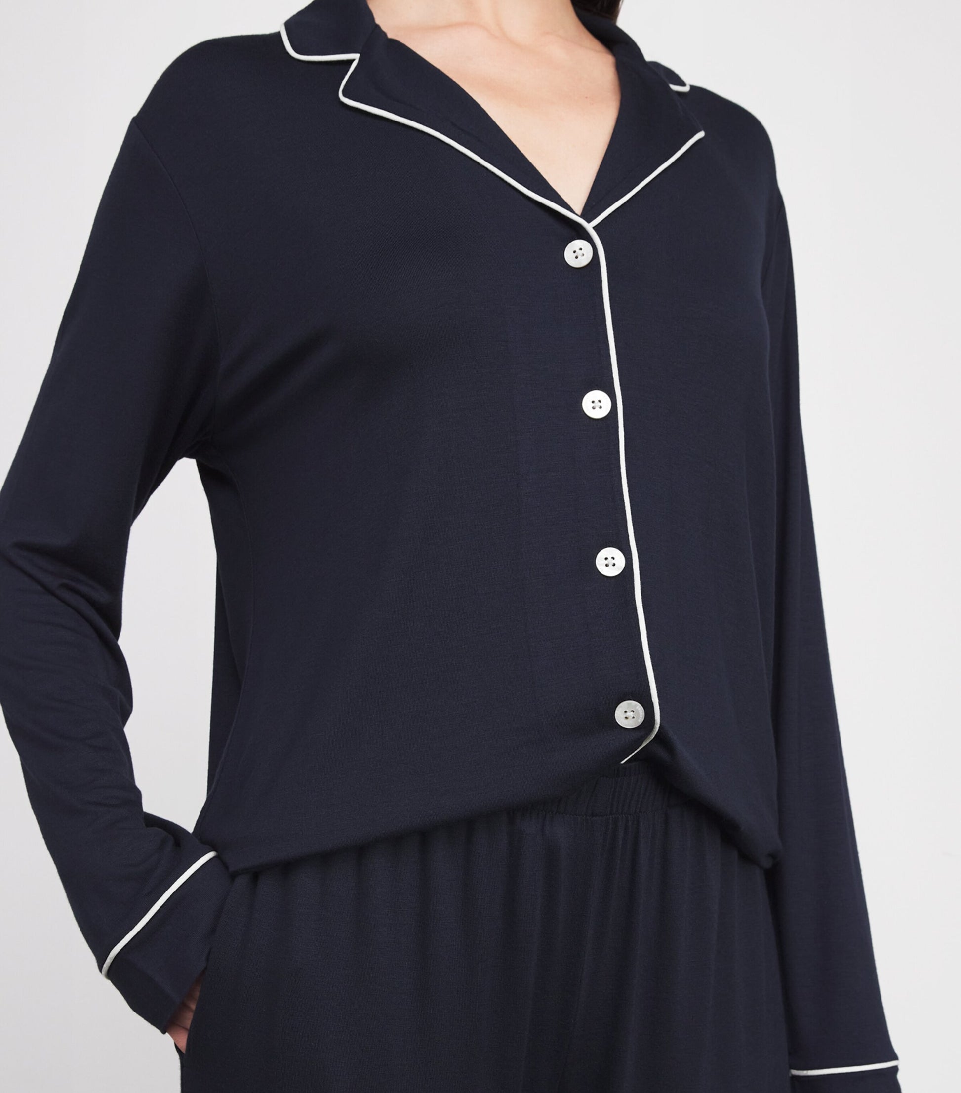 Harrods Navy Jersey Classic Pyjama Set
