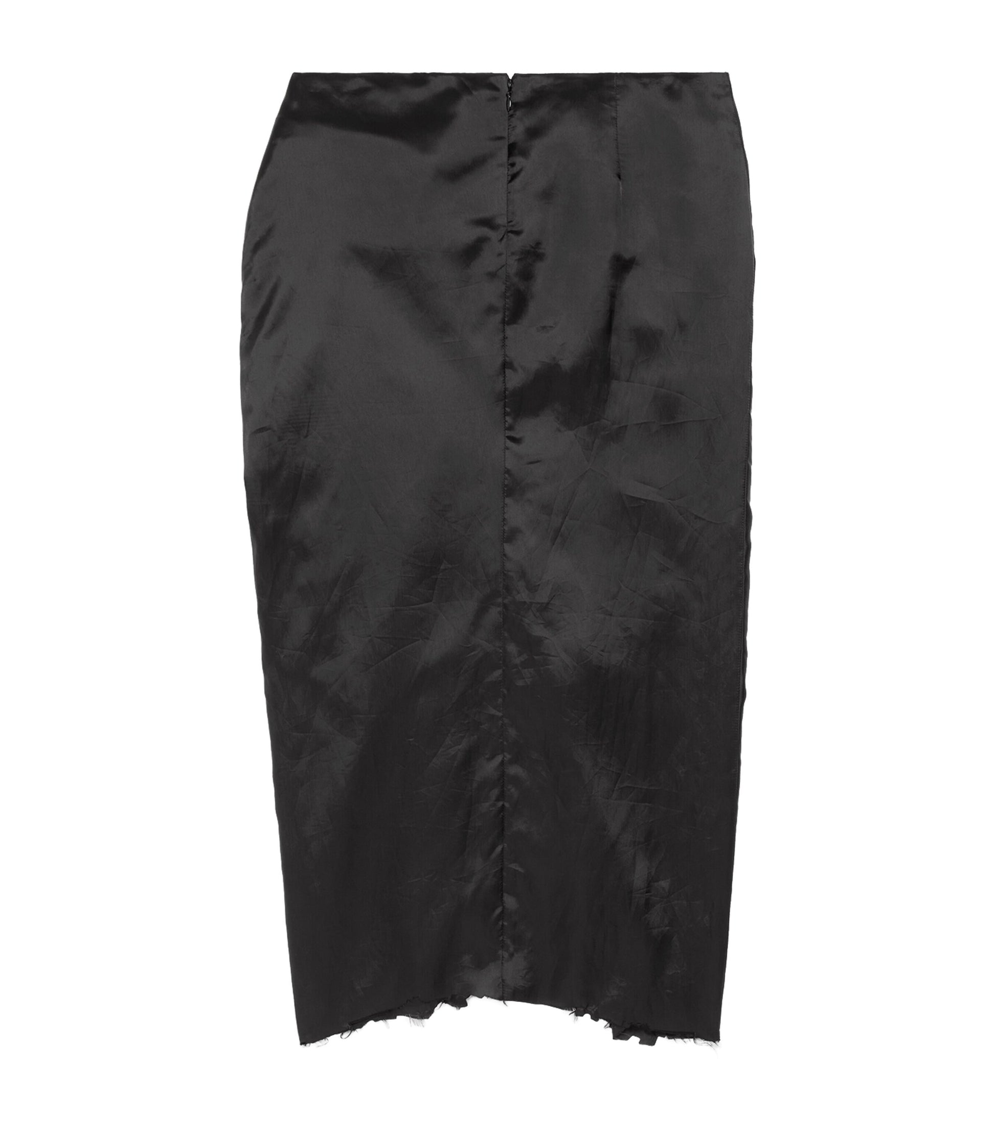 Balenciaga Black Satin Gathered Midi Skirt