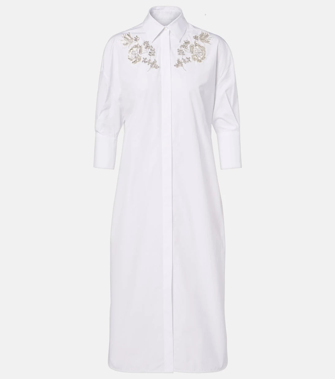 Erdem - Embroidered cotton poplin shirt dress
