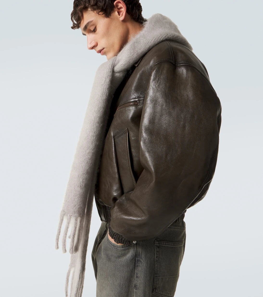 Acne Studios - وشاح موهير وصوف بغطاء للرأس