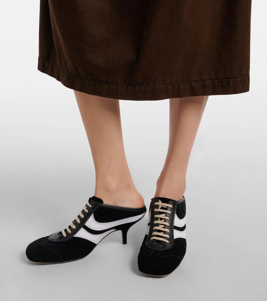 Dries Van Noten - 65 leather-trimmed suede mules