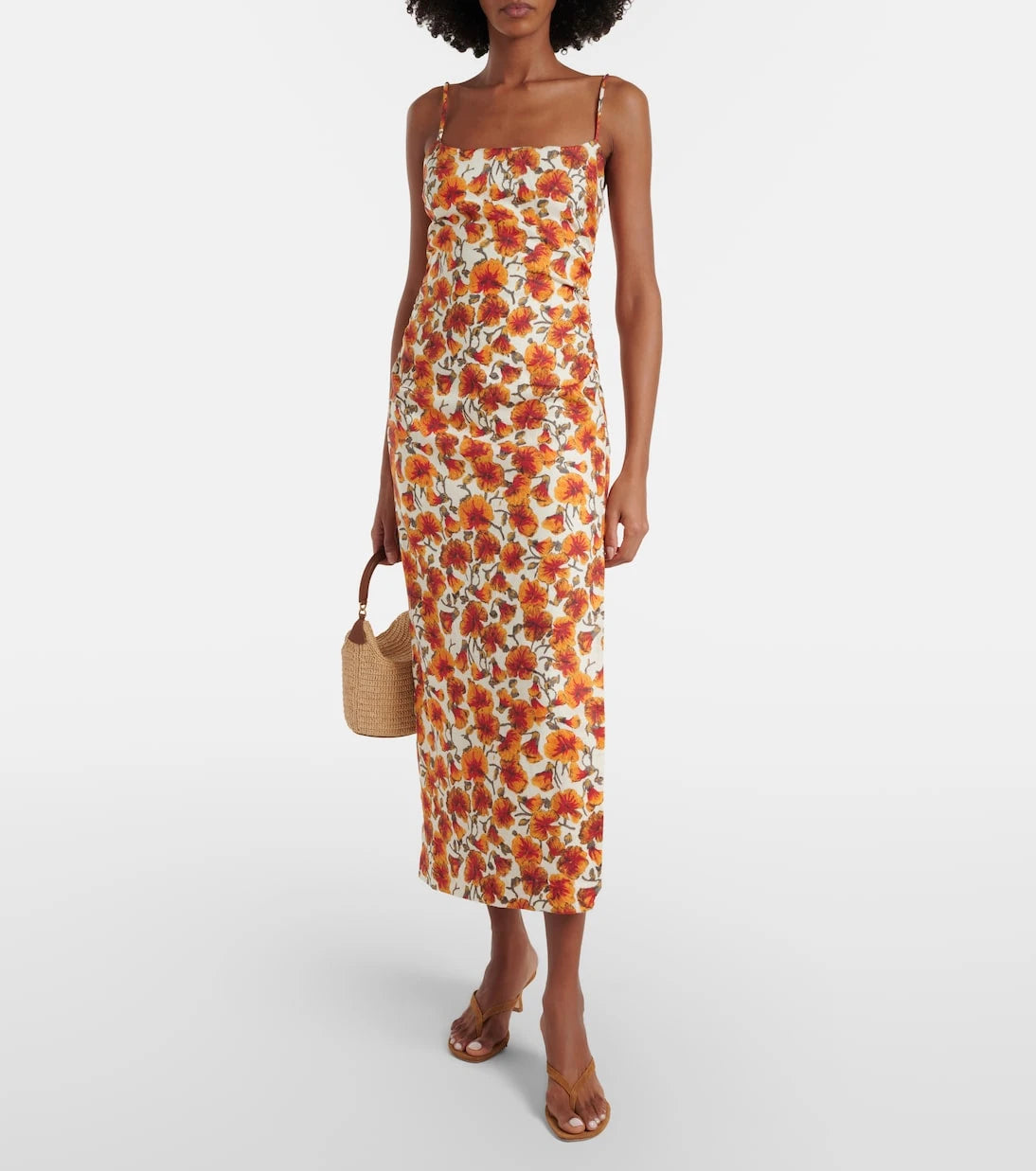 SIR - Floral linen midi dress