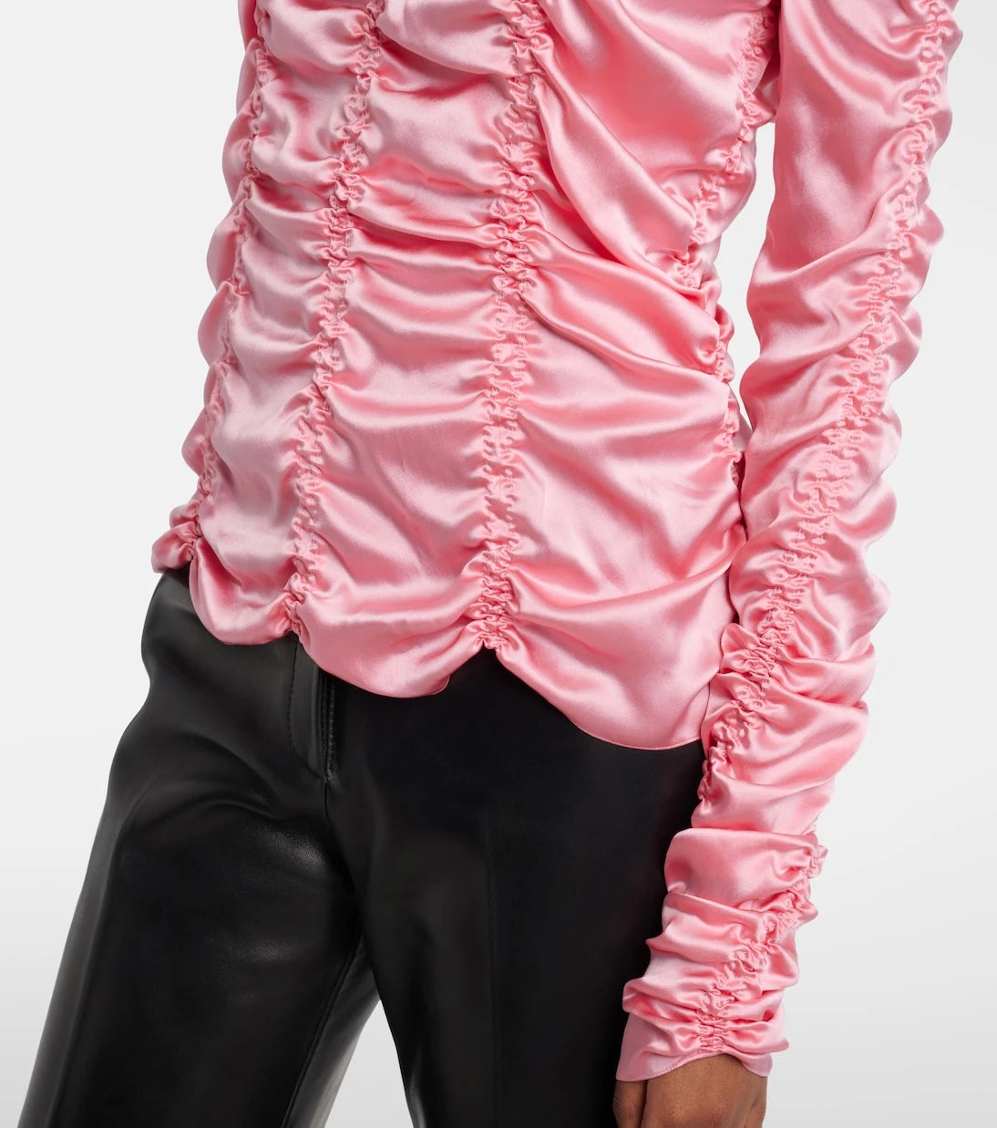 Khaite - Rory ruched silk charmeuse top