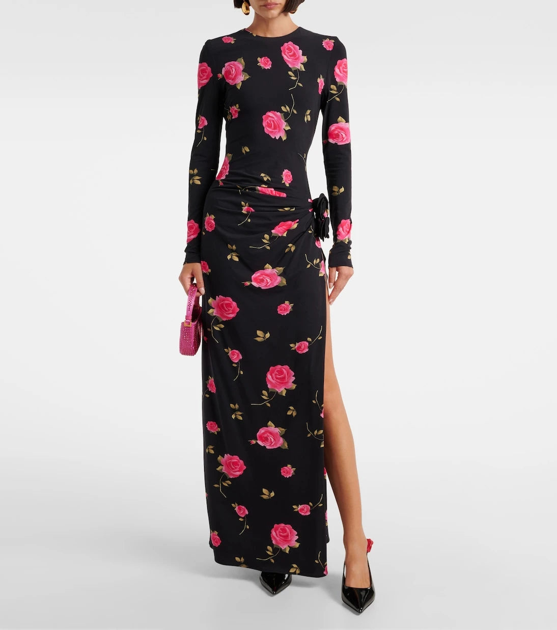 Magda Butrym - Floral-appliqué leather slingback pumps