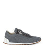 Grey Wool Leather-Trim Sneakers